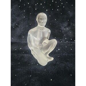 Lalique Narcisse Crystal Figurine Nude Male Frosted Signed France